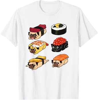 Funny Sushi Pug Japanese Sushi Pug Food Lover T-Shirt