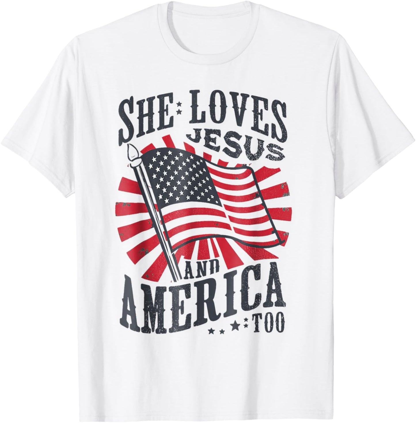 She Loves Jesus And America Too Usa Flag 4th Of July T-shirt