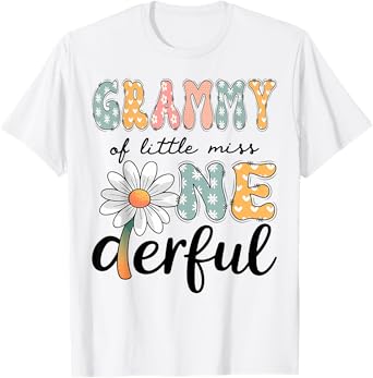 Grammy Of Little Miss Onederful 1St Birthday Daisy Lover T-Shirt