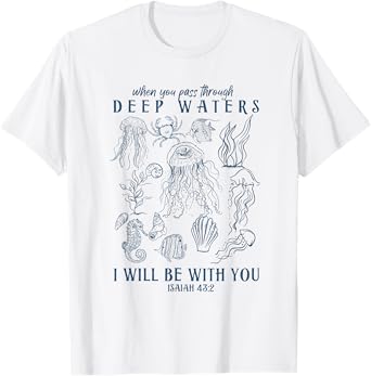 I'll Be With You Scripture Bible Verse Faith Christian Ocean T-Shirt