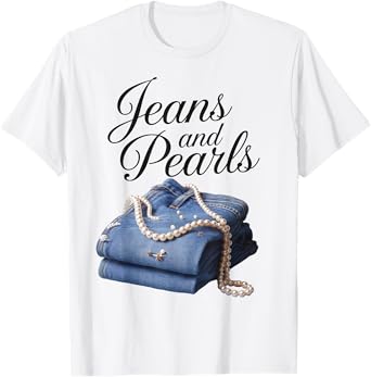 Jeans and Pearls for Ladies 2025 Jeans With Pearls Denim T-Shirt