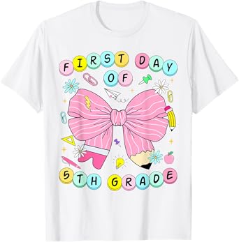First Day Of 5th Grade Girls Coquette Back To School Kids T-Shirt