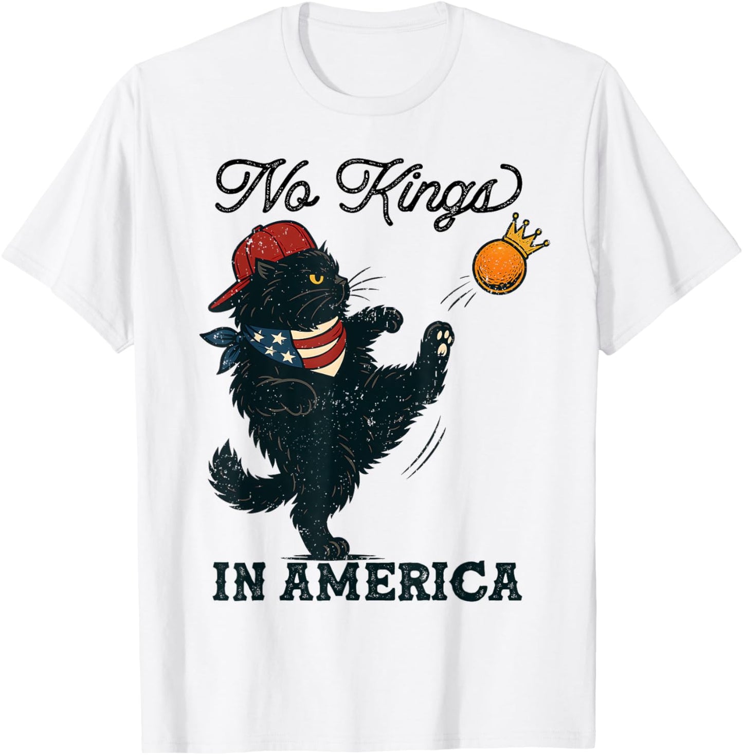 Black Cat No Kings In America, Vintage Cats Against Trump T-Shirt