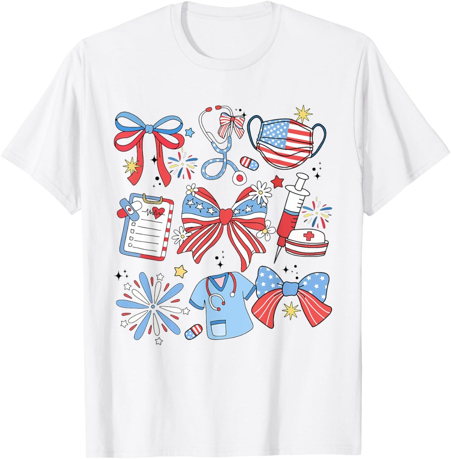 Coquette Bow 4th July Nurse ICU Nurse CRNA Surgical Medical T-Shirt