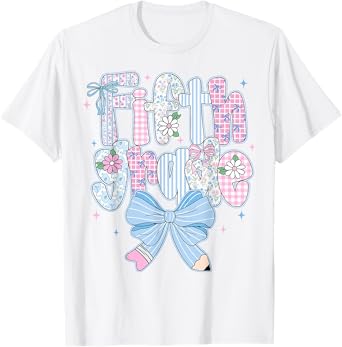 5th Grade Preppy Floral Coquette Bow Girly Back To School T-Shirt