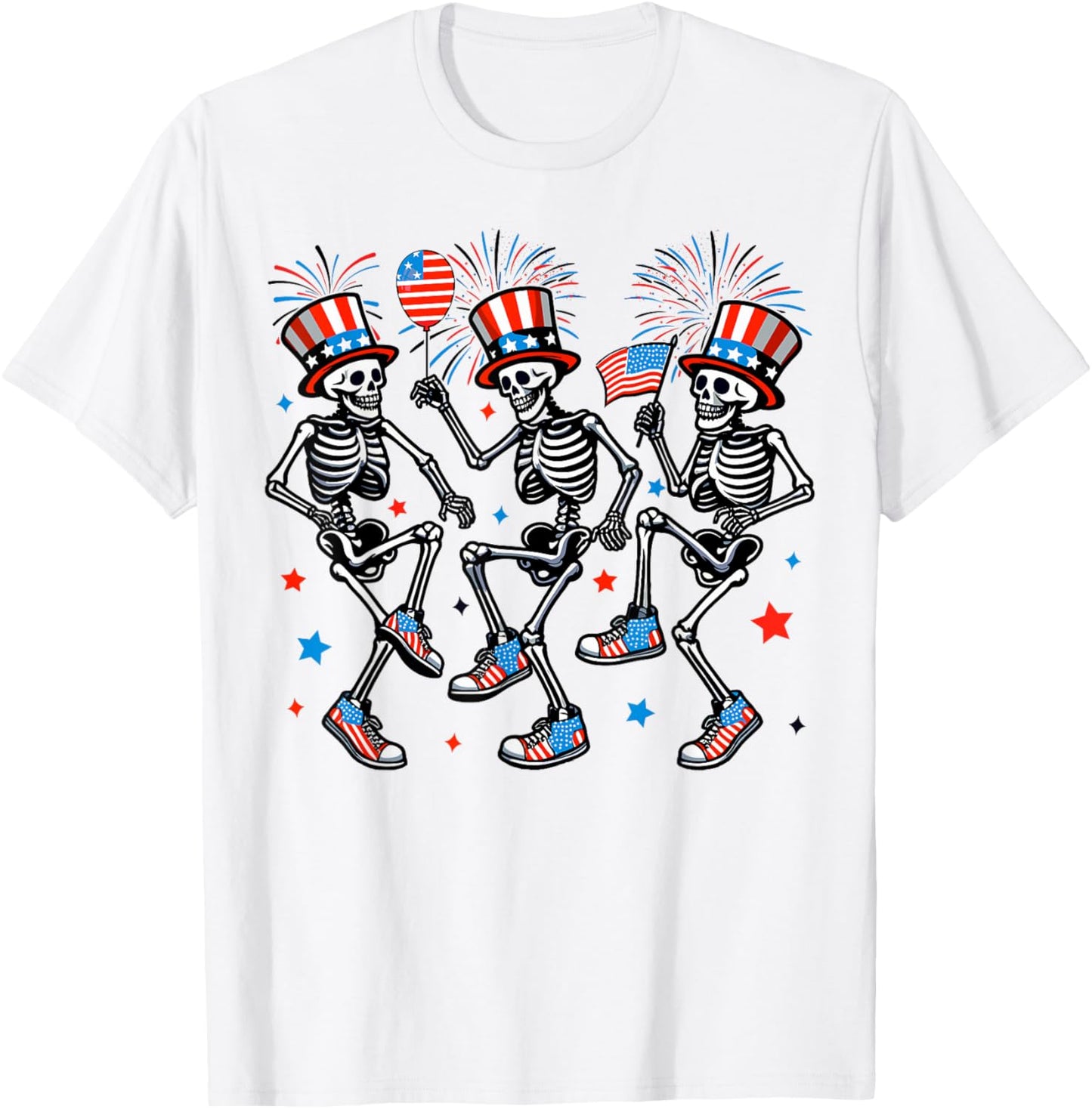 Dancing Skeleton Funny Independence Day American 4th Of July T-Shirt