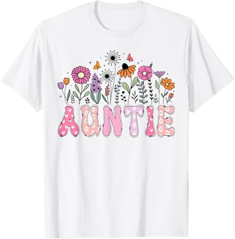 Wildflower Auntie Of The Birthday Girl Floral Retro Hippie T-Shirt