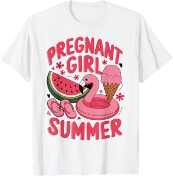 Pregnant Girl Summer Pregnancy Announcement Reveal Baby 2025 T-Shirt