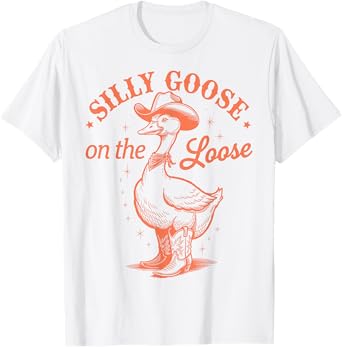 Silly Goose on the Loose Funny Cowboy Western Retro T-Shirt