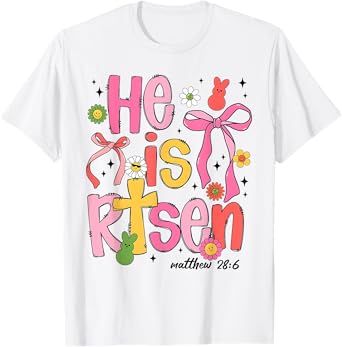 He is Risen Jesus Christian Happy Easter Kids Women Girls T-Shirt