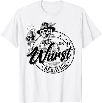 Oktoberfest On My Wurst Behavior German Beer Skeleton Men T-Shirt