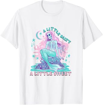 A Little Salty A Little Sweet Mermaid Skeleton Summerween Men Women T-Shirt
