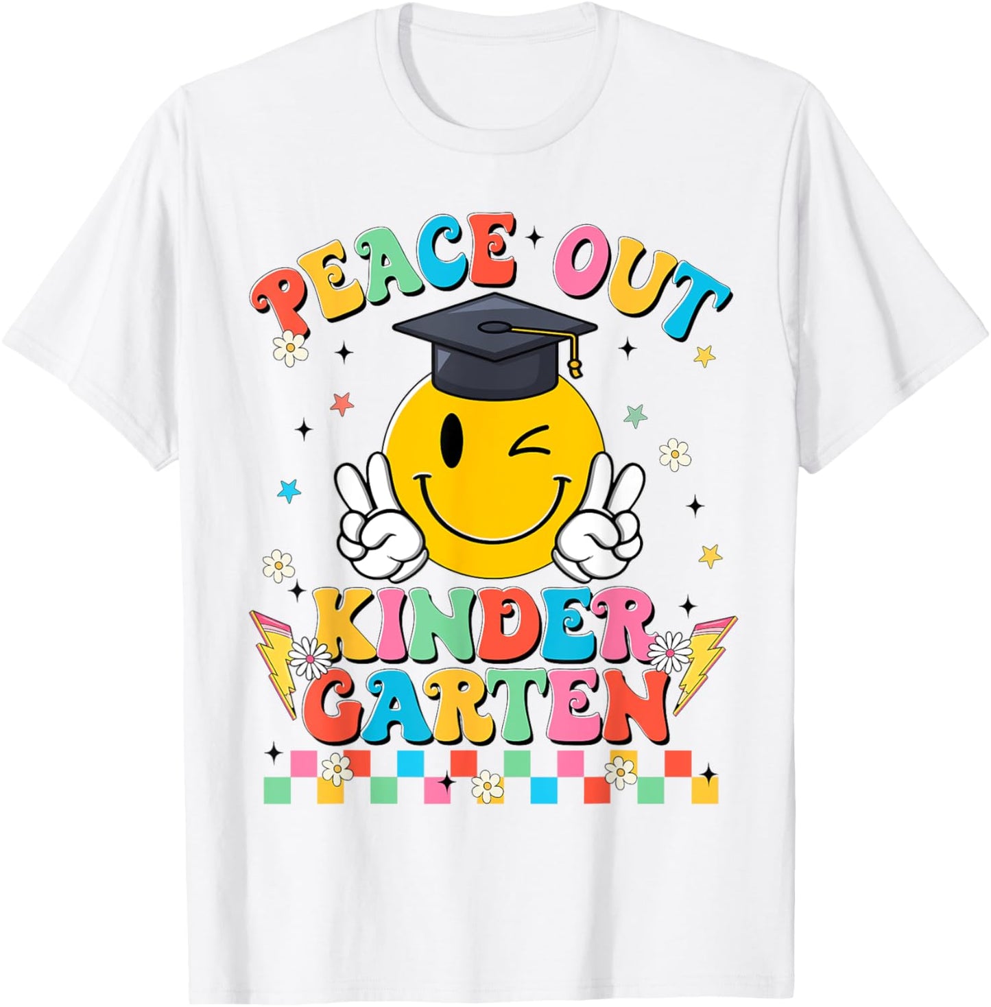 Peace Out Kindergarten Graduation Last Day Teachers Boys Girls T-shirt by TeeBrew