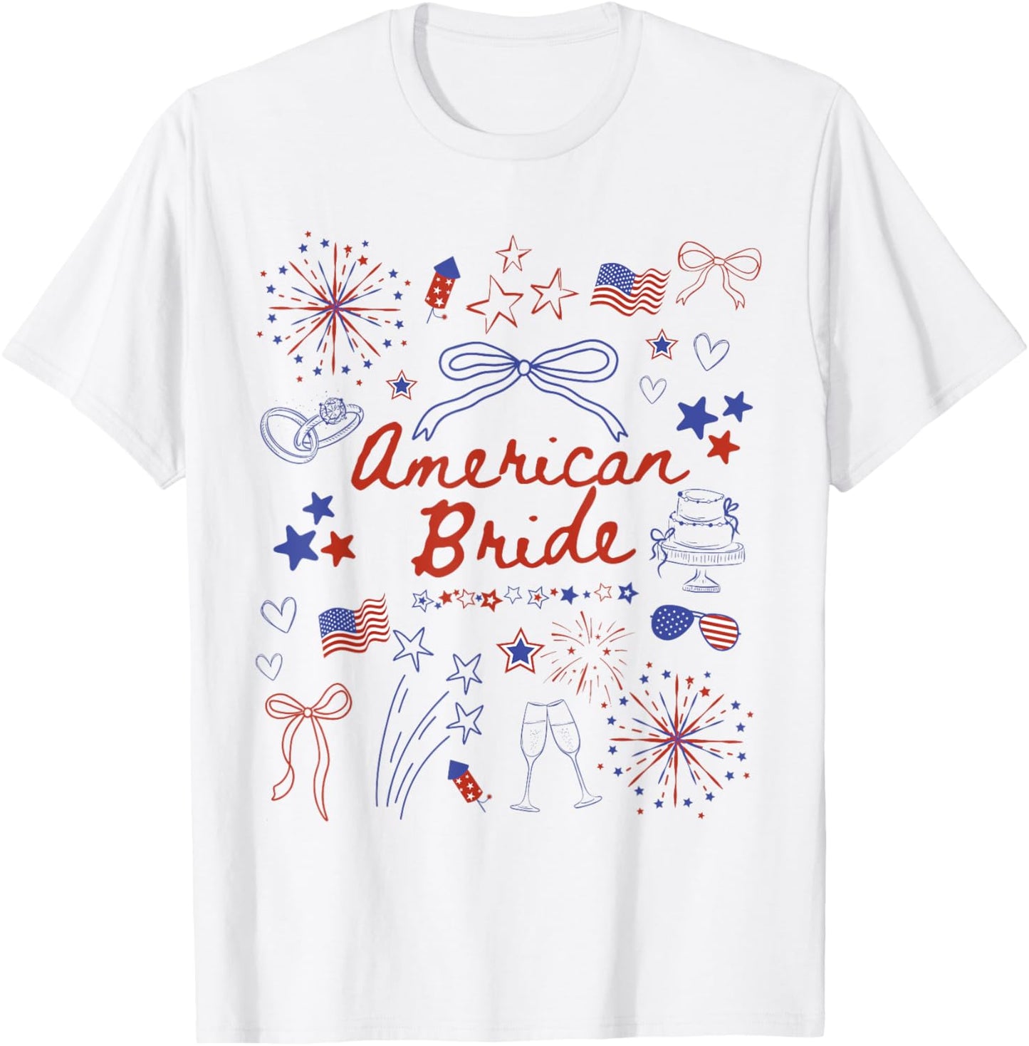 Vintage Funny American Bride 4th Of July Wedding Engagement T-Shirt