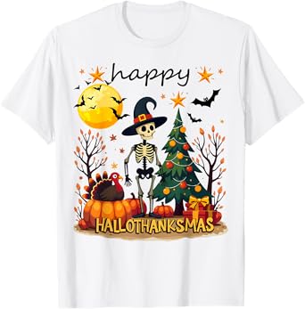 Happy Hallothanksmas Funny Halloween Christmas T-Shirt