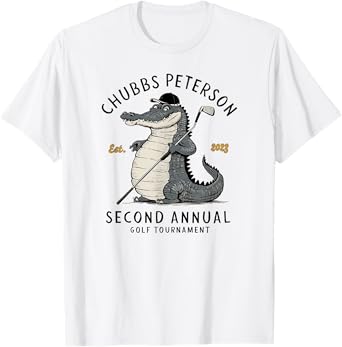 Sporty GolfGator Brands Chubbs Peterson Golf Tournament 2023 2nd Annual Unisex-Adults White Short Sleeve Classic Fit T-Shirt