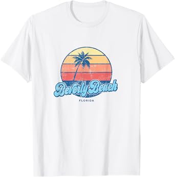 Vintage Beverly Beach Florida FL Classic 70s Retro Surfer T-Shirt
