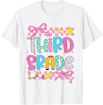 Third Grade Team Coquette Bow 3rd Grade Teacher Girl Kid T-Shirt