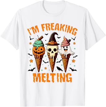 Halloween Vibes Spooky Mama Ice Cream I'm Freaking Melting T-Shirt