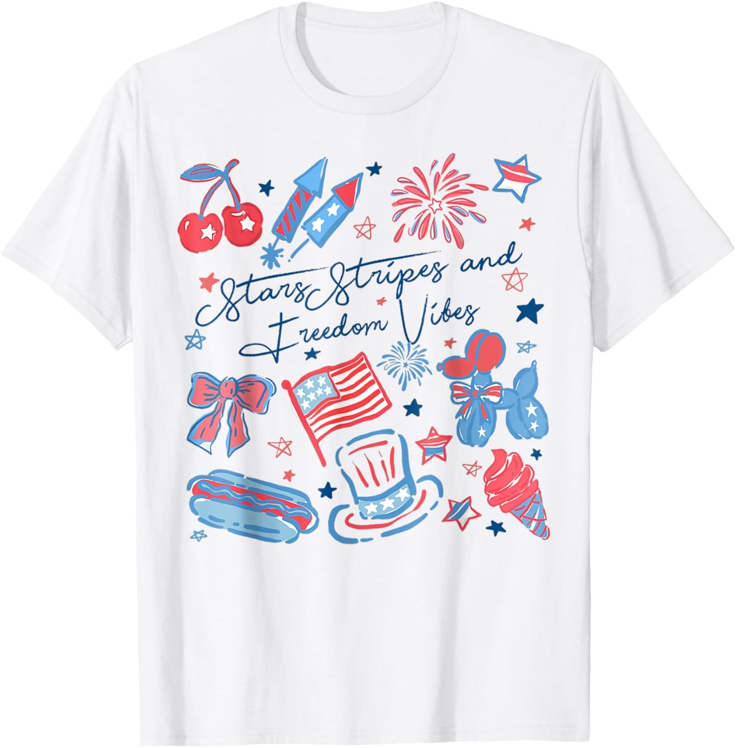 Stars Stripes And Freedom Vibes 4th Of July Patriotic Mama T-shirt