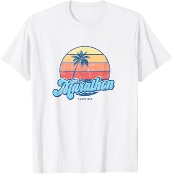 Vintage Marathon Florida FL Classic 70s Retro Surfer T-Shirt
