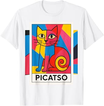 Colorful Pop Art PICATSO Cat -- Funny Cubist Style Graphic T-Shirt