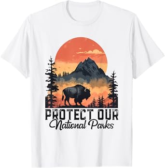 Save Our National Parks Resist Service Bison Buffalo Vintage T-Shirt