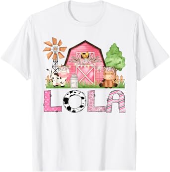 Lola Pink Farm Animal Birthday Kids Matching Family T-Shirt