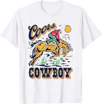 Vintage Cowhide Riding Coors Cowboys Western Country T-Shirt