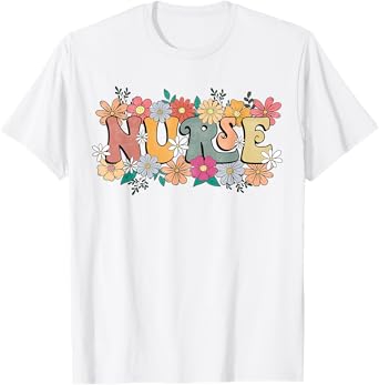 Retro Groovy Nurse Flower Nursing Happy Nurse Week 2025 T-Shirt