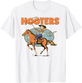 Hooters Makes You Happy Cowgirl with Lasso Funny T-Shirt