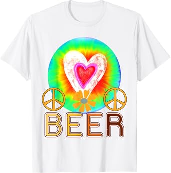 Peace Love Beer Hippie Gifts,Beer Love Tees,Tie Die Beer Tee T-Shirt