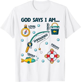 God Says I Am Fishing Lover Boy Girl Christian T-Shirt