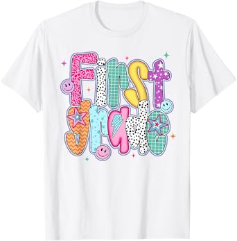 Preppy First Grade Back To School 1st Grade Teacher Student T-Shirt