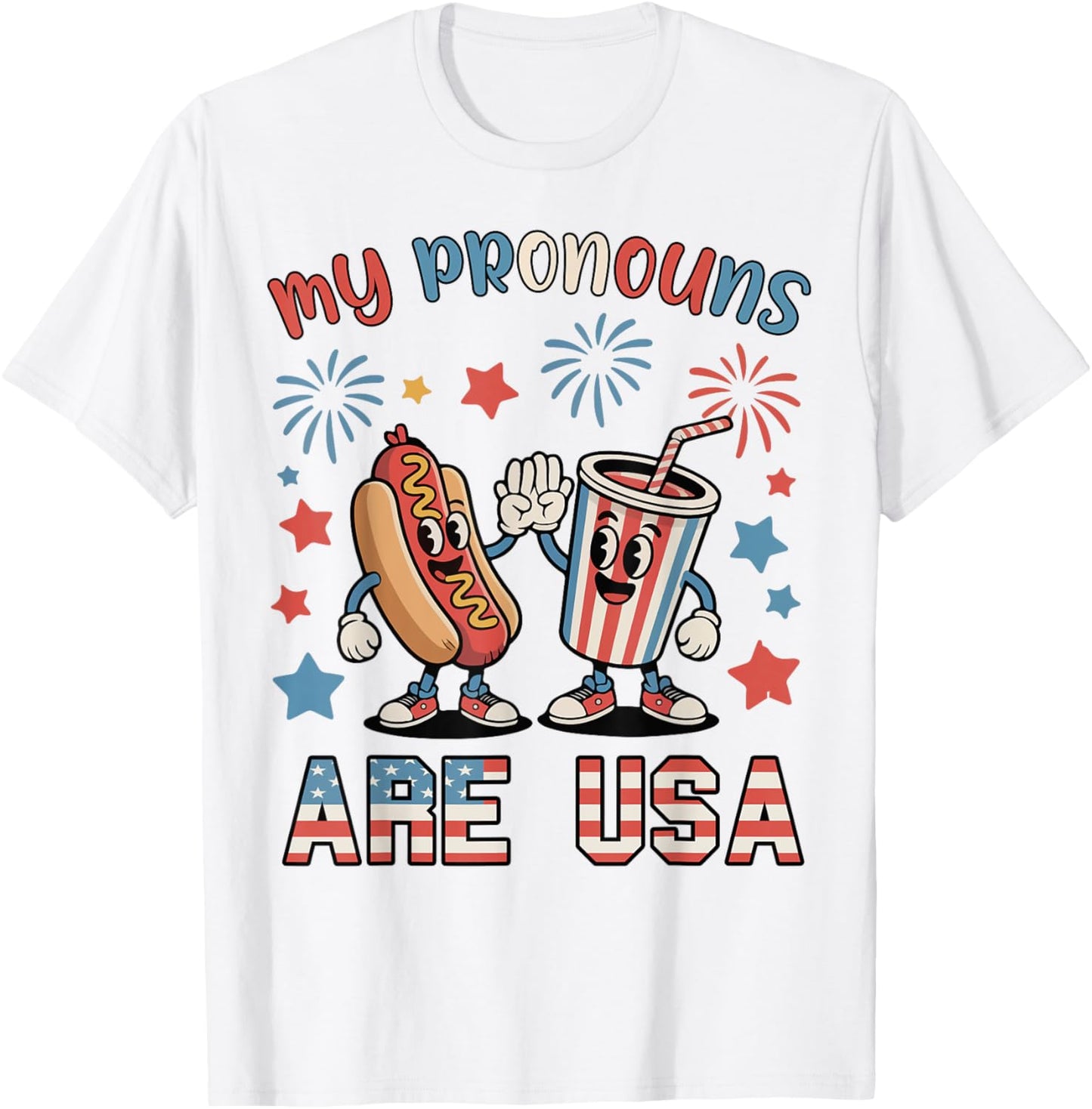 Patriotic My Pronouns Are Usa Hotdog 4th July Boy Toddler T-shirt
