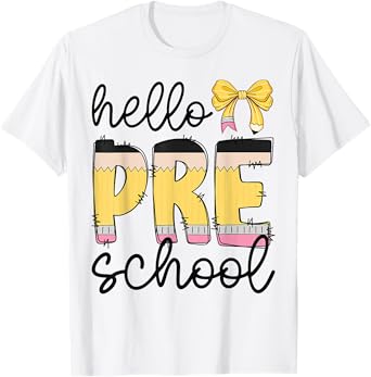Hello Pre-K Preschool Back to School First Day Teacher Kids T-Shirt