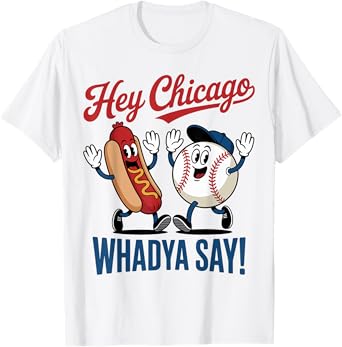 Hey Chicago Whadya Say Baseball Hot Dog Funny 4th of July T-Shirt