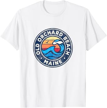 Old Orchard Beach Maine ME Vintage Nautical Waves Design T-Shirt