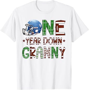 Granny Of The 1 Year Old Football 1St Year Down Birthday Boy T-Shirt