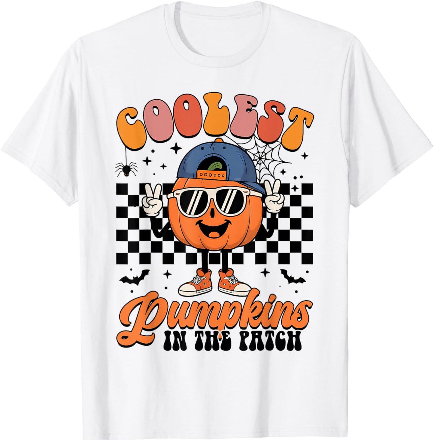 Coolest Pumpkin In The Patch Groovy Halloween Mens Boys Kids T-Shirt