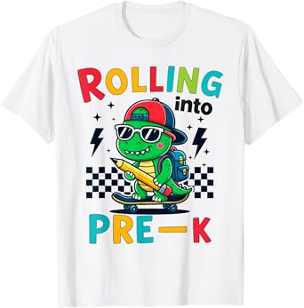 Rollin Into Pre K Dinosaur First Day Pre-K Im Ready for PreK T-Shirt