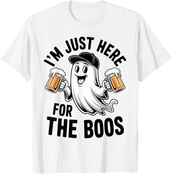 I'm Just Here for The Boos Funny Beer Ghost Halloween Outfit T-Shirt
