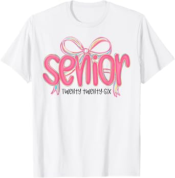 Senior 2026 Cute Pink Bow Graduation T-Shirt