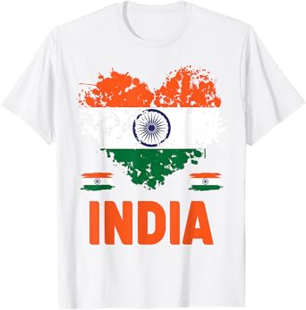 India Flag Outfit Idea For Kids & Novelty Indian Flag Heart T-Shirt
