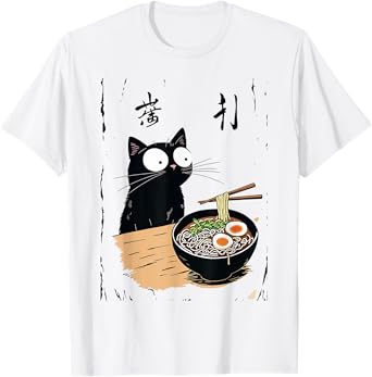Kawaii Ramen Cat Cute Japanese Food for Anime, Noodle Lovers T-Shirt