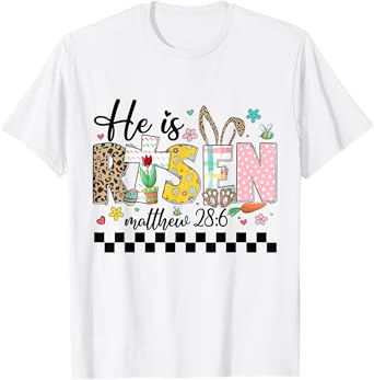He Is Risen Christian Easter Rabbit Happy Easter Women Girls T-Shirt