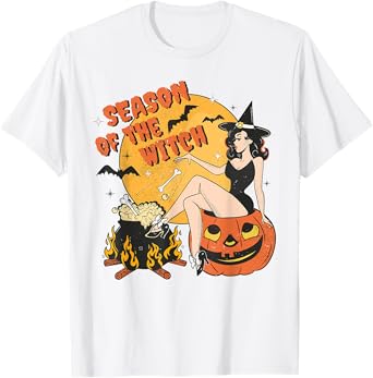 Retro Season of the Witch Halloween Salem Witch Womens Mens T-Shirt