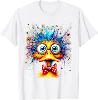 Eagerlys Crazy Funny Duck Funny Art Vintage Eyes Spooky T-Shirt