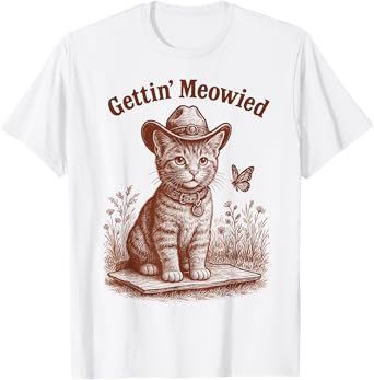 Meowdy Bachelorette Cowgirl Cowboy Cat Bridal Party Squad T-Shirt