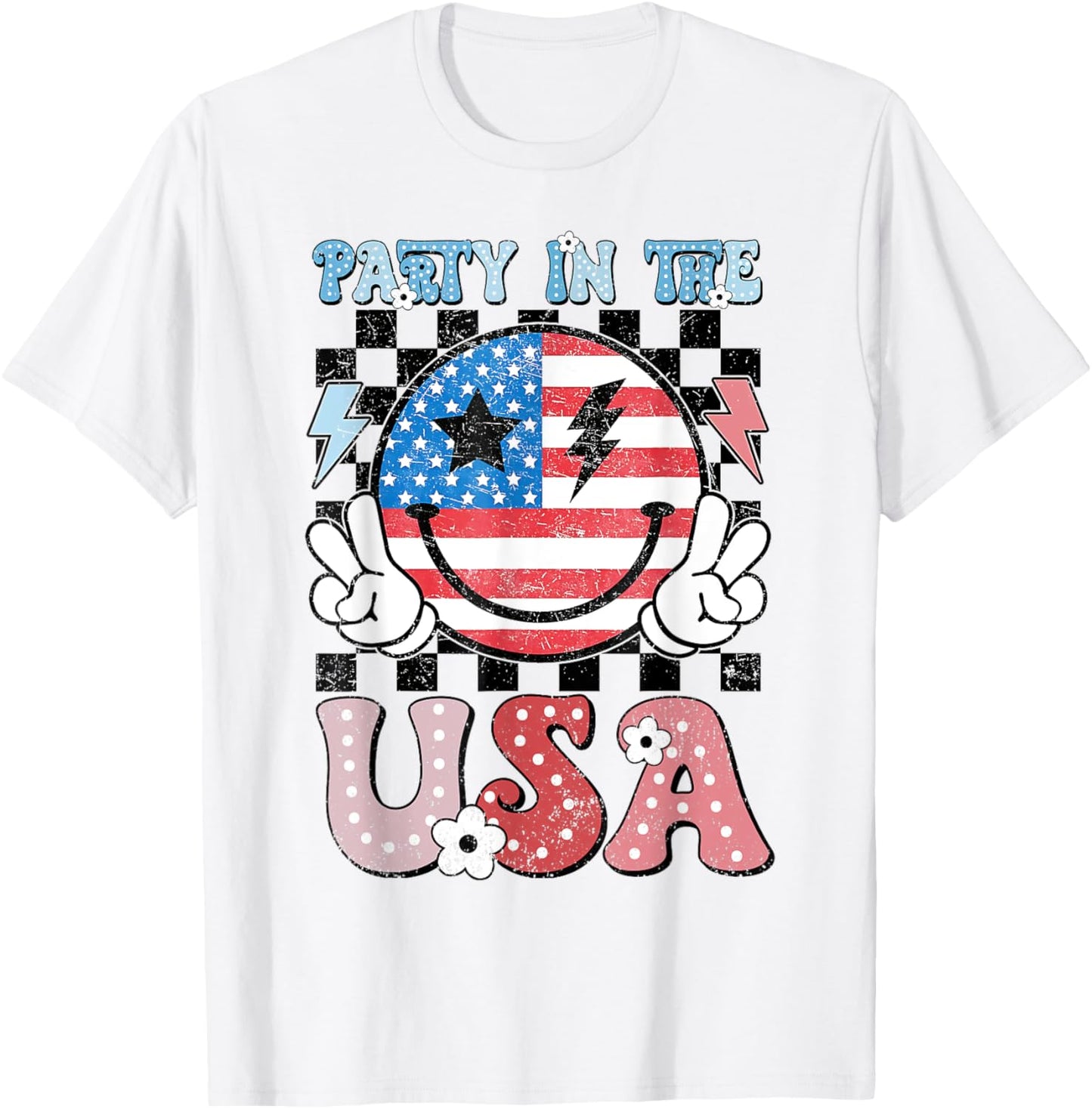 Party In The Usa Smile Face 4th July Boys Girls Toddlers T-shirt